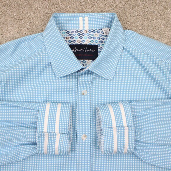Robert Graham Modern Americana Shirt Adult 2XL XXL Blue Tailored Fit L/S Button - Picture 6 of 12